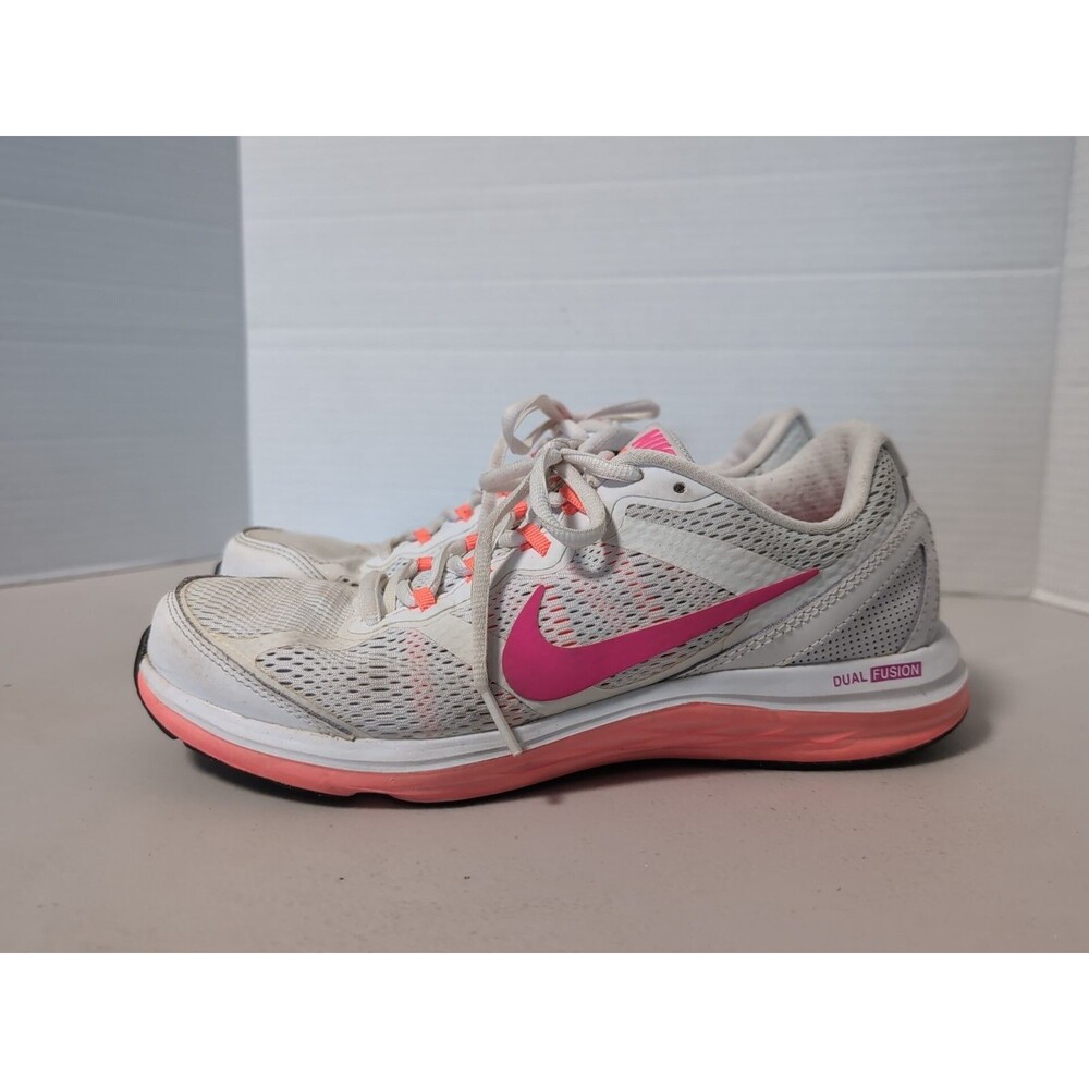 NIKE DUAL FUSION Running shoes WOMEN'S Size 8 WHITE PINK ORANGE